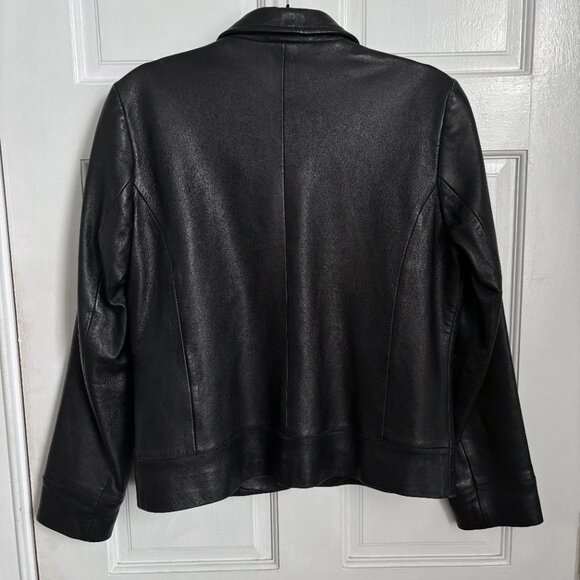 Gap Leather Jacket Black 90s Short Zip Collar Short Vintage Vintage Medium M - Picture 8 of 8